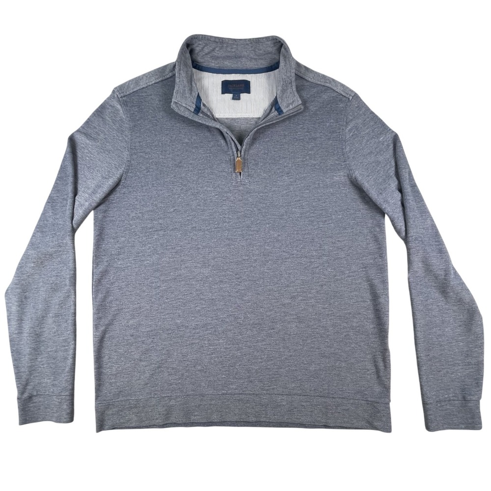 Fairlane Pullover Mens M Blue Heather Performance Pique Quarter Zip Mock Neck